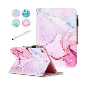 iPad mini 5 Case Mini 4 Mini 3 2 Cover, FANCITY Smart Wake Sleep Flip Stand Case Soft PU Leather Protective Case with Card Slot Pen Holder for Apple iPad mini 1 2 3 4 5 - Pink Marble