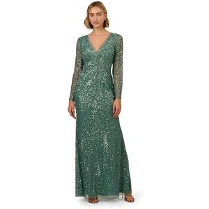 Adrianna Papell Women's Long Sleeve Bead Long Dress, 10