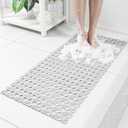 Shower Mat Non Slip Bathtub Mat - 36 x 16 Inch Eco-Friendly Soft Bath Mat for Tub Non Slip Shower Mats for Inside Shower with Suction Cups and Drain Holes, Bath Tub Mat, Grey