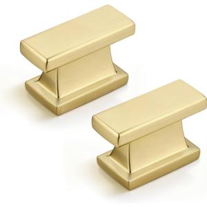 Probrico 20 Pack Brushed Gold Cabinet Knobs and Pulls, 1.5 Inch (38mm) Rectangle Single Hole Drawer Handles for Kitchen, Bathroom, Dresser Cabinets