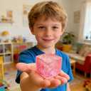 Cube Squishy Stress Cube,Squishy Slow Rising Fidget Cube Sensory for Anxiety Stress Relief High Density Ice Squeeze Ball Cubes (Pink)