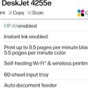 HP DeskJet 4255e Wireless All-in-One Color Inkjet Printer, Scanner, Copier, Best-for-home, 3 month Instant Ink trial included. This printer is only 2.4 ghz capable. AI-enabled (588S6A)