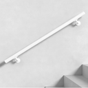 Handrails for Outdoor Steps & Indoor Stairs – 7FT White Aluminum Stair Handrail Kit, 1-1/2" Round for Deck/Porch, Wall/Post Mount, Includes 2 Brackets, End Caps, Couplink, Collars, Spacers & Screws