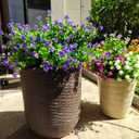 Grunyia 12 Bundles Artificial Flowers for Outdoors, UV Resistant Fake Flowers with Plastic Plants, Faux Flowers for Outside Window Box Front Porch Hanging Planter Decor (Purple)