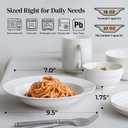 DOWAN Soup and Pasta Bowls Set of 4, White Porcelain Wide Rim Salad Plates, 20 Ounces, Microwave & Dishwasher Safe