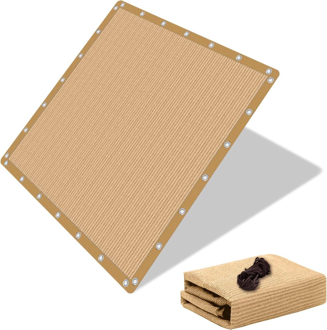 90% Shade Cloth Sun Shade Fabric Privacy Screen Shade Cover for Patio Garden Pergola Shade Cover Canopy with Gromments (10X14 FT, Wheat)