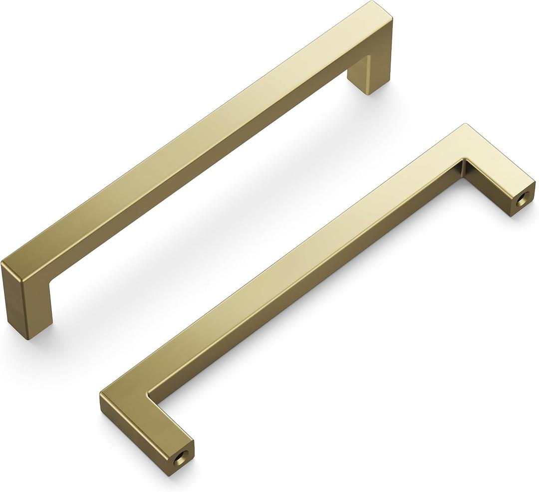 Hickory Hardware Solid Core Kitchen Cabinet Handle, Hardware for Doors & Dresser Drawers, 5-1/16 Inch Hole Center, Elusive Golden Nickel, Skylight Collection (Pack of 1)