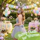 Skicuff 4 Pcs Easter Bunny Costume Set for Women Rabbit Ears Headband, Plush Tail, Nose & Tutu Skirt Easter Party Outfit