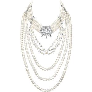Crystal multi strand layered ivory colo
