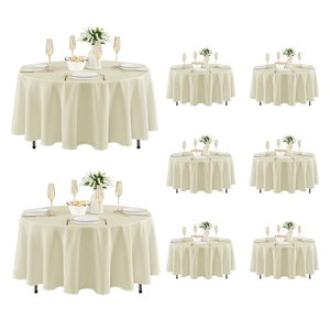 Fitable 8 Pack Round Tablecloths: Stain Resistant Wrinkle Free Circle Table Clothes, Washable Reusable Polyester Table Covers for Wedding Party Birthday Banquet Reception(Ivory, 84 Inch)