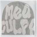 Y2k Beanies for Women Man, MEA Culpa Beanie Unique Pattern Design, Y2K Knitted Hat Suitable for All Seasons Wearing (One Size, Grey Grey)
