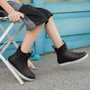 Kids Deck Boots,Waterproof Ankle Rain Boots for Boys and Girls Non-Slip High-Performance Rubber Boots Water Shoes Child Chelsea Booties for Fishing, Boating, Camping, Farming,Garden, School Play (5 Big Kid, Black)