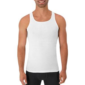 Hanes Men's Cotton Tank Undershirts Pack, Moisture-Wicking Ribbed Tanks, lightweight, White 5-pack, Medium