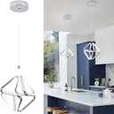 Modern Pendant Light Fixtures,6000K Cool White Chrome Led Pendant Lights for Kitchen Island,Adjustable Kitchen Island Hanging Light Fixture for Dining Room Bedroom Sink, 1 Pack
