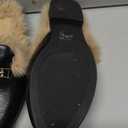 DREAM PAIRS Mules for Women Flats Comfortable Buckle Mules Slip on Slides Backless Loafers Shoes (7, Black-fur)