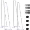 SMARTSTANDARD 14 Inch Heavy Duty Hairpin Furniture Legs, Metal Home DIY Projects for Nightstand, Coffee Table, Desk, etc with Rubber Floor Protectors White 4PCS