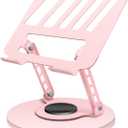 360 Rotating Adjustable Laptop Stand Perfect for Work, Painting,Office,Travel,Home,Fits MacBook & Laptops up to 13-15",Dual Rotary Shaft,Folding Design-Pink
