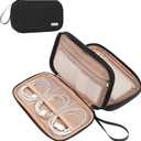 NISHEL Travel Cord Organizer Case, Double Layers Tech Electronic Bag, Essentials for Charger, Cable, Phone, Flash Drive, Black