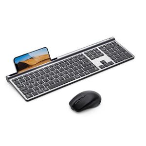 Samsers Wireless Keyboard and Mouse Combo, Ultra Slim Rechargeable Dual-Mode (Bluetooth 5.0x2 +2.4G) Silent Keyboard and Mouse Set, Multi-Device Full-Size Compact Design for MacOS/iOS/Android/Windows