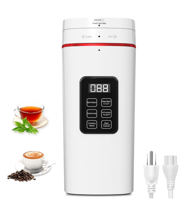 Travel Electric Kettle Portable 304 Stainless Steel LED Display Temperature Adjustable BPA Free Child Lock Mini Kettle,Small Hot Water Boiler Auto Shut-Off