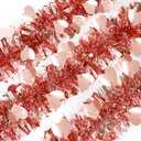 50Ft Valentines Heart Tinsel Garland, Rose Gold Heart Shiny Metallic Twist Valentines Day Garland Decorations for Indoor Outdoor Galentines Day Party Tree Home Wedding Mantle Decor