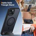 Magnetic Compatible with iPhone 15 Plus Case, [Built-in Kickstand][Full Camera Protection][Compatible with MagSafe][Anti-Fingerprint] Shockproof Phone Case for iPhone 15 Plus 6.7" Black
