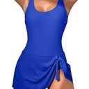 Eomenie One Piece Swimdress Swimsuits for Women Tummy Control Swim Dresses Skirt Bathing Suit, L