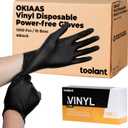 OKIAAS Black/Pink Vinyl Disposable Gloves Latex Free, Food Grade, 5 mil, Cooking, Cleaning, Hair Dye, 50/100/200/1000 Count