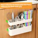 2 x MoodLife 2-Pack Silicone Straw Holder for Cabinet Door,Reusable Adhesive Container for Kitchen Storage Solutions, Cupboard Organizer and Space Saving Hacks (White)