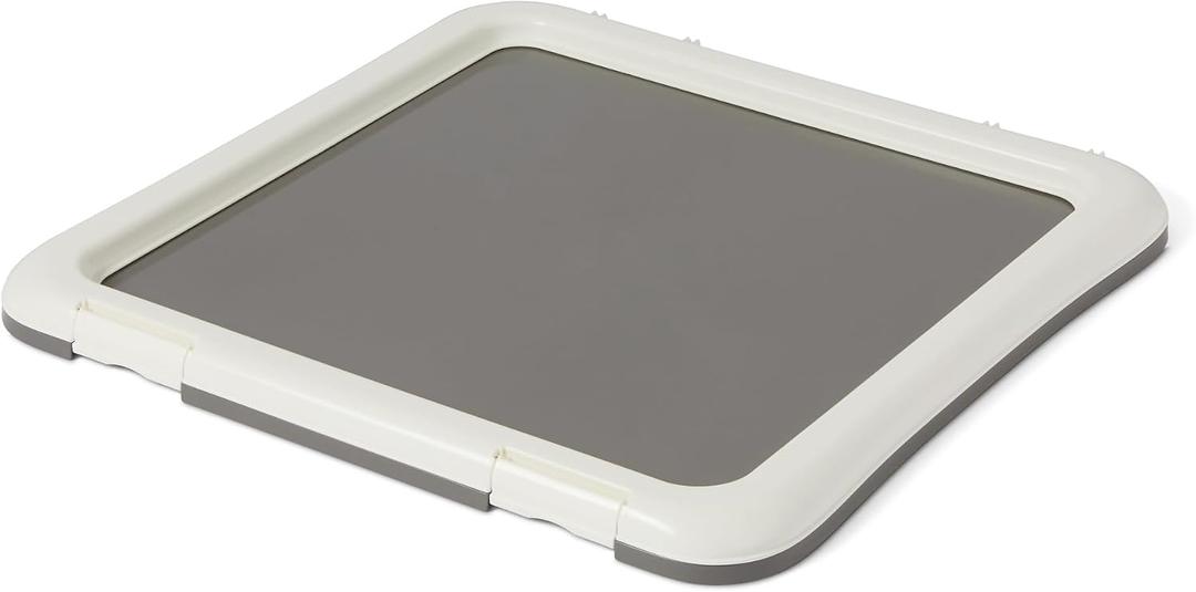 Amazon Basics Dog Training Pad Holder with Secured Latches, Extra Thick and Non-Slip Base, Recycled Plastic, 22 inch, Small, White and Charcoal