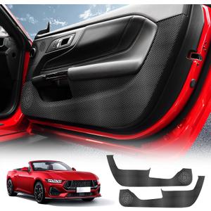KUNGKIC for Ford Mustang 2024 2025 Car Door Anti Kick Pad Protective Stickers Interior Decals Accessories Self-Adhesive Side Edge Protection Mats Cover (PU, Carbon Fiber Pattern)