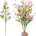 RoseCraft Artificial Easter Flower, 5 Pcs Easter Colorful Egg Berries Decorations, Spring Flower Stems Egg Twig Branches, for Home Party Vase Flower Arrangement Centerpiece Decor.