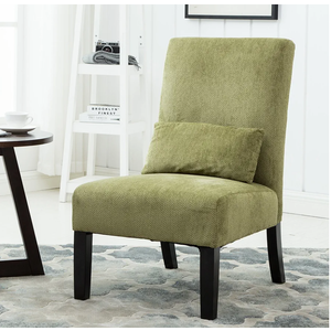 Roundhill Furniture Pisano Spring Green Fabric Armless Contemporary Accent Chair with Kidney Pillow