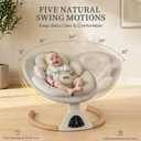 Baby Swings for Infants, TinyGlow Baby Swing, Electric Baby Swing with Remote Control, Portable Infant Swing for Indoor & Outdoor Use (Beige)