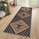 LIVEBOX Easy Jute Runner Rug for Entryway, 2x6 Runner Rug Kitchen Rugs Non Slip, Washable Black Checkered Indoor Runner Rugs for Laundry Room Bedroom, Carpet Runners for Hallway 6ft