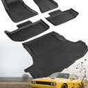 Car Floor Mats for Dodge Challenger RWD 2011-2023 Cargo Liner, 1st & 2nd Row Full Set Car Liners,Anti-Slip for Challenger Accessories 2012 2013 2014 2015 2016 2017 2018 2019 2020 2021 2022 4PCS Black