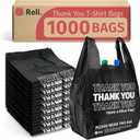 Reli. Thank You Plastic Bags | 1000 Pack | (11.5" x 6.5" x 21"), Black | Plastic Bags with Handles | Ideal for Grocery, Shopping, Food Take Out, Restaurants, Small Business