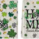 2 x Artoid Mode Wood Clover Shamrock St.Patrick's Day Kitchen Dish Towels, 18x26 Inch Farmhouse Holiday Spring Decoration Cleaning Set of 2