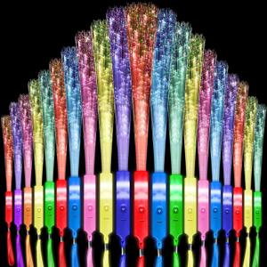 Oleitodh 128 Pack Multicolor Fiber Optic Wand Glow Wand LED Light Up Wand Bulk with 3 Flashing Models Flashing Sticks for Glow in The Dark Birthday Party Favor Wedding Halloween Christmas, 8 Colors