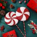 15.75'' Large Glitter Candy Christmas Decorations Giant Lollipop Candy Decorations with Sticks Red and White Peppermint Xmas Decor for Christmas Tree Ornaments Holiday, 6 Styles
