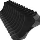 COOPLUS 12 Pack Mens Cushioned Ankle Socks, Low Cut Breathable Casual Socks (Shoe Size 6-11) (12 Pairs Black)