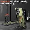 360Rotatable Magnetic Ring for Samsung Galaxy S24 Ultra Case [Compatible with MagSafe] Build in Invisible Stand [Drop Protection] Shockproof Military-Grade Protection Anti-Fingerprint, Green