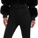 GSOU SNOW Women Ski Suit One Piece Snowsuit Snowboard Faux Fur Collar Slim Jumpsuit Jacket Insulated Windproof Outdoor Winter (Medium, Black Color)