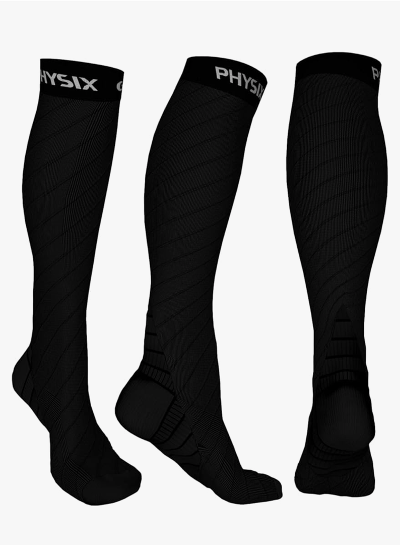 Physix Gear Compression Socks 20-30 mmHg - Men & Women - Running, Nurses, Shin Splints, Flight, Travel L/XL