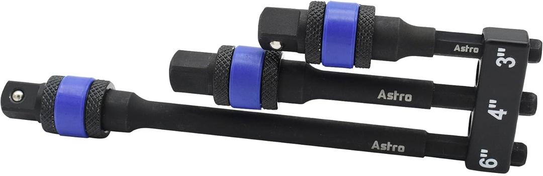 Astro Tools 78303 3pc Locking 3/8" Drive 1/4" Hex Shank Impact Adapter Extension Set