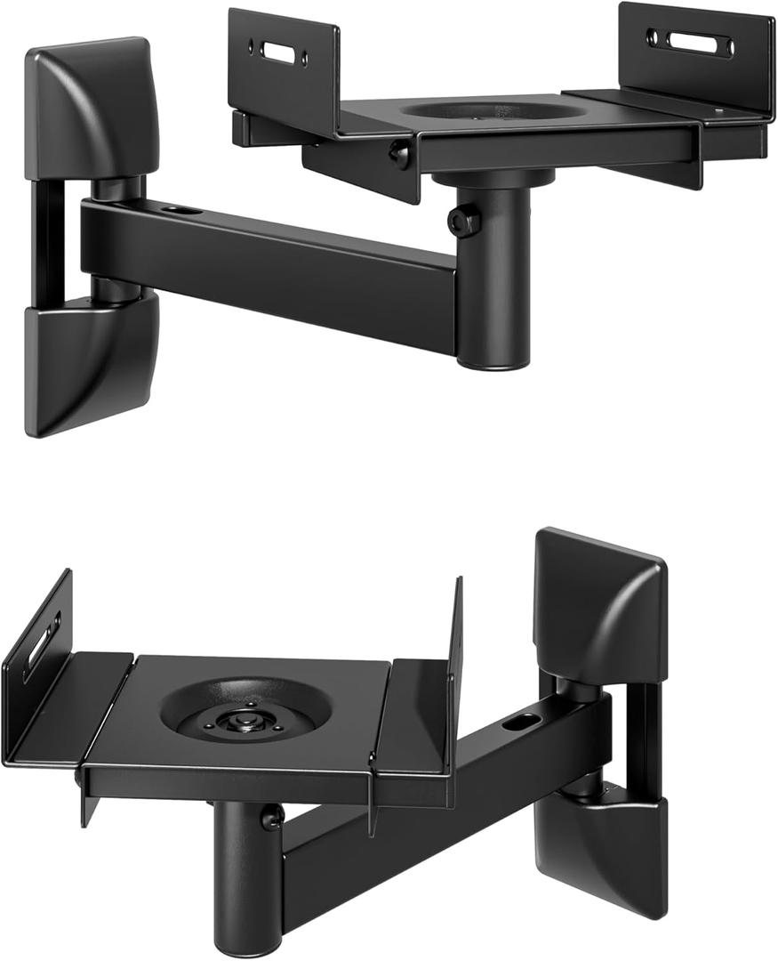Speaker Wall Mounts, 55 lbs Capacity, Widths from 5.1” to 11.2”,1 Pair | Dual Speaker Wall Stands for Most Bookshelf Speakers, Fits speakers with Widths Ranging from 5.1” to 11.2”