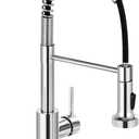 DJS Kitchen Faucets with Pull Down Sprayer Chrome High Arc Single Handle 1 or 3 Holes Spring Kitchen Sink Faucet with Deck Plate for Farmhouse RV Vessel Basin
