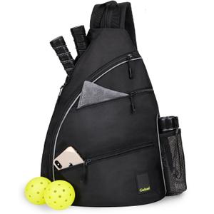 Goloni Pickleball Bag for Women Men, Convertible Pickleball Backpack Sling Bag with Fence Hook, Waterproof Polyester Paddle Bag with Multiple Compartments