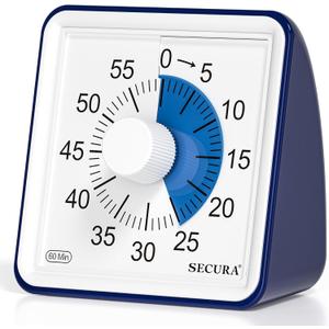 Secura 60-Minute Visual Timer, Classroom Timer, Countdown Timer for Kids and Adults, Time Management Tool for Teaching (Navy Blue & Navy Blue)