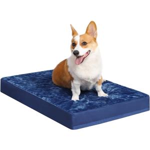 KSIIA Orthopedic Dog Crate Bed Waterproof Dog beds for Medium Dogs Deluxe Plush Washable Pet Mat with Egg Crate Foam & Removable Cover, 29 x 18 Inch, Blue